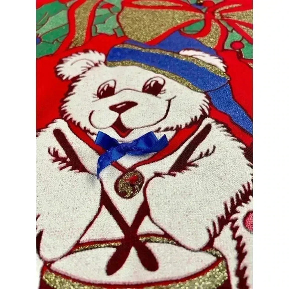 VTG Christmas Bear Retro Pullover Sweatshirt MEDIUM Women's Andover Long Sleeve - Picture 12 of 14